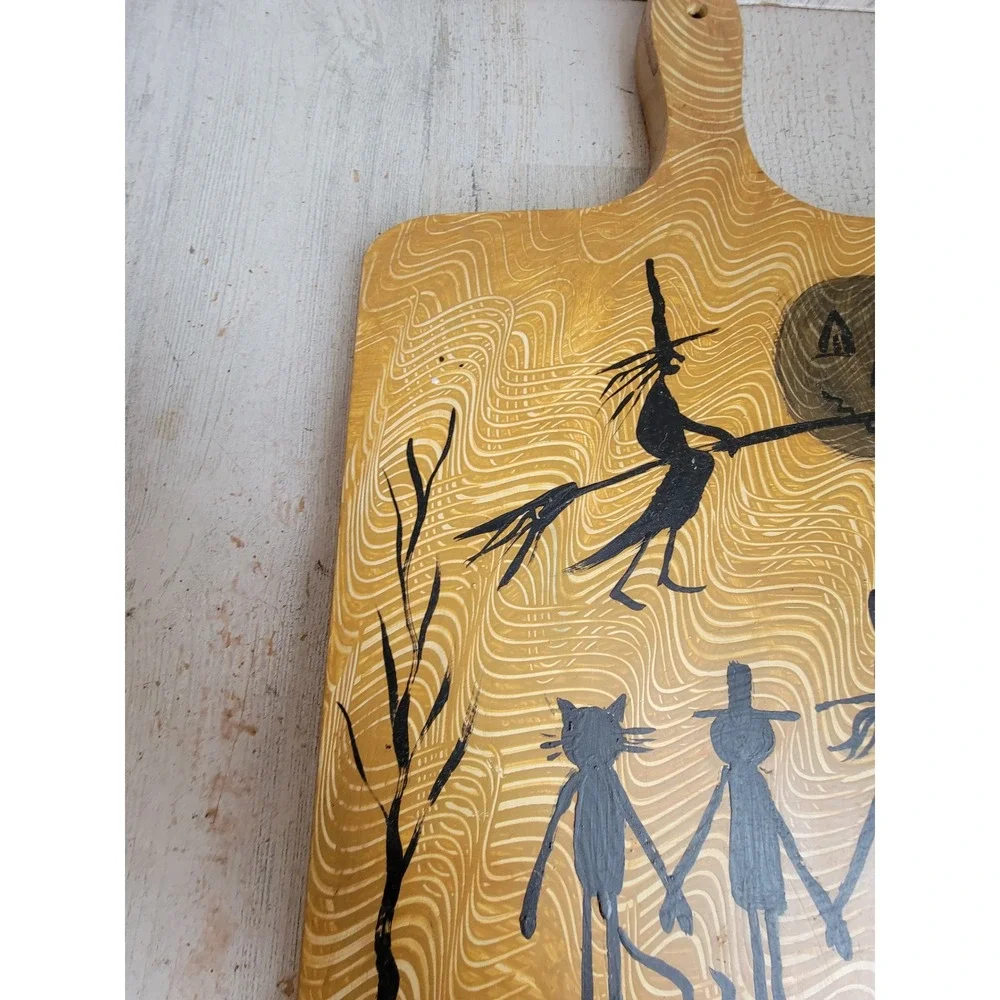 Chris Rob primitive cutting board hanging Halloween art wooden home decor witch